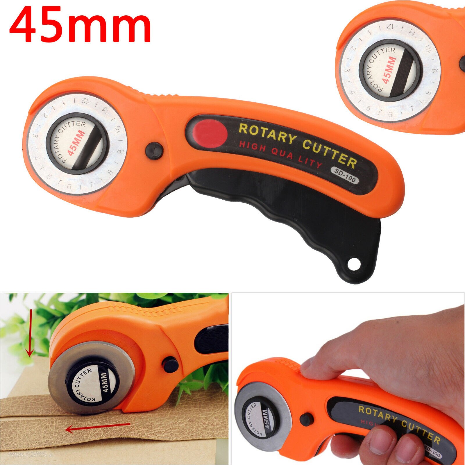 45mm Rotary Cutter Quilter Sewing Fabric Crafts Cutting Tool W/5PCS Refill Blade Rotary Cutter Alloy Steel+ABS Plastic