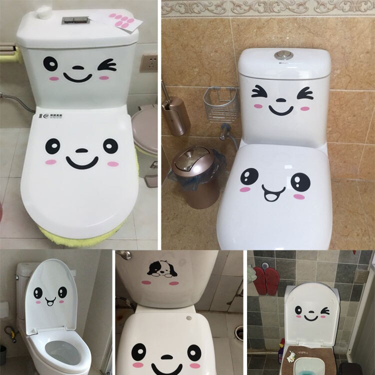 Funny Smile Bathroom Wall Stickers Toilet Home Decoration Waterproof Wall Decals for Toilet Sticker Decorative Poster Home Decor