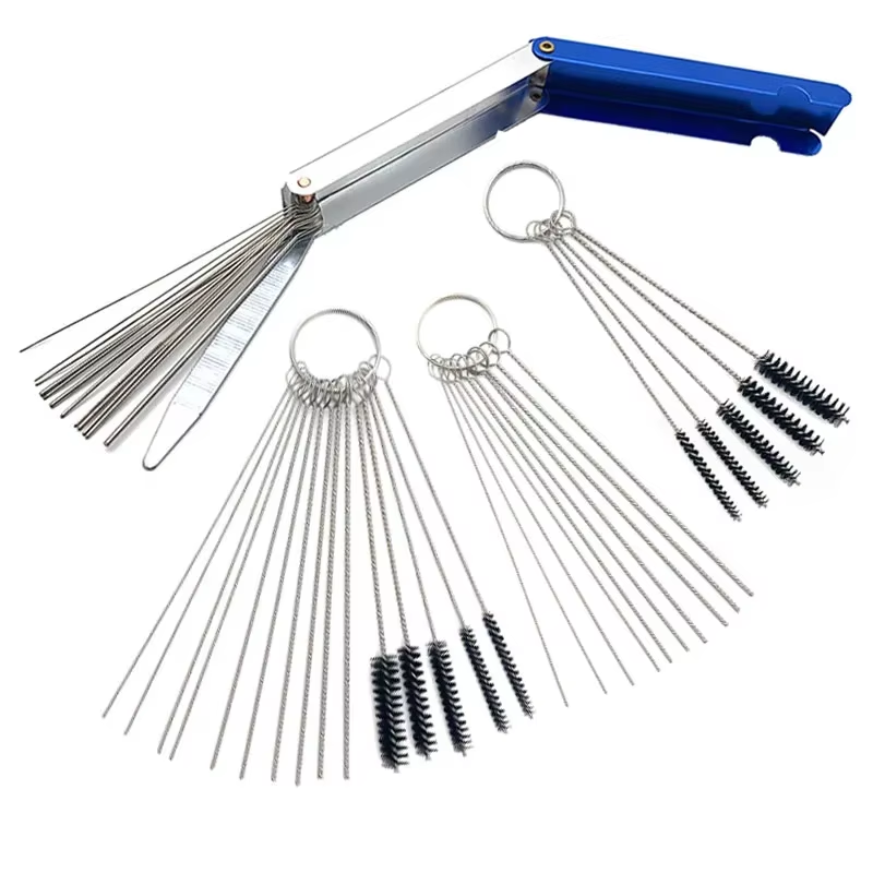 Kits de limpieza de cables para coche, motocicleta, ciclomotor, Scooter, ATV, chorros de carburador, herramienta de limpieza, chorro de suciedad de carbono, agujas de cepillos para quitar