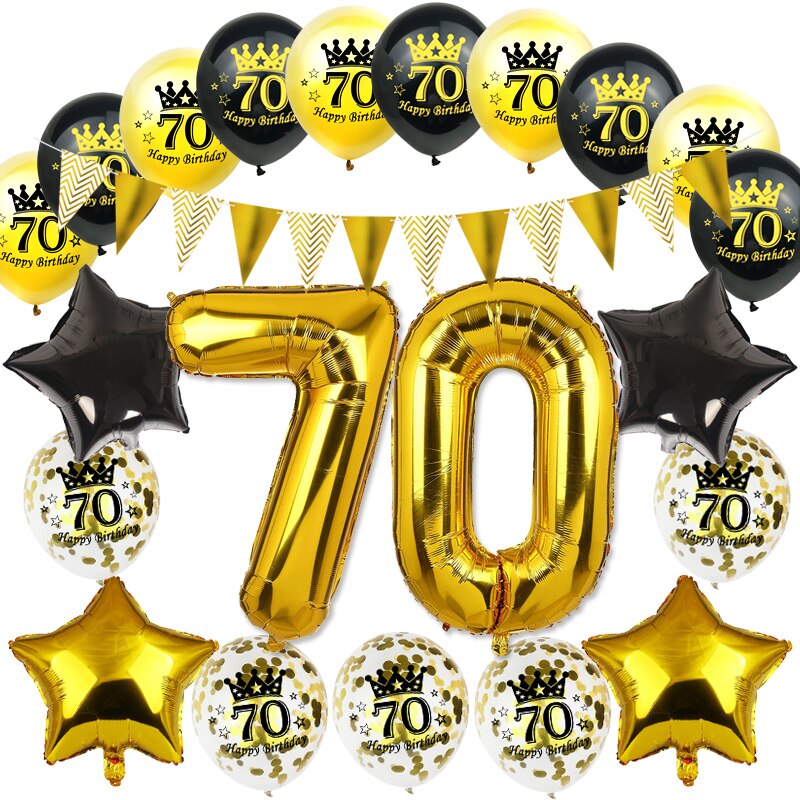 Amawill Happy 70 Birthday Decoration Kit Set 70 Year Old Rose Gold Foil Helium Balloon Number 70th Birthday 70 Anniversary Decor: Set-5