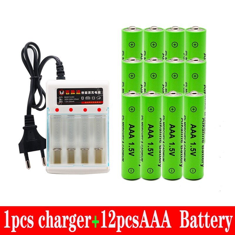 100% AAA battery 3000 mAh rechargeable battery AAA 1.5 V 3000 mAh Rechargeable Alcalinas drummey + charger: Blue