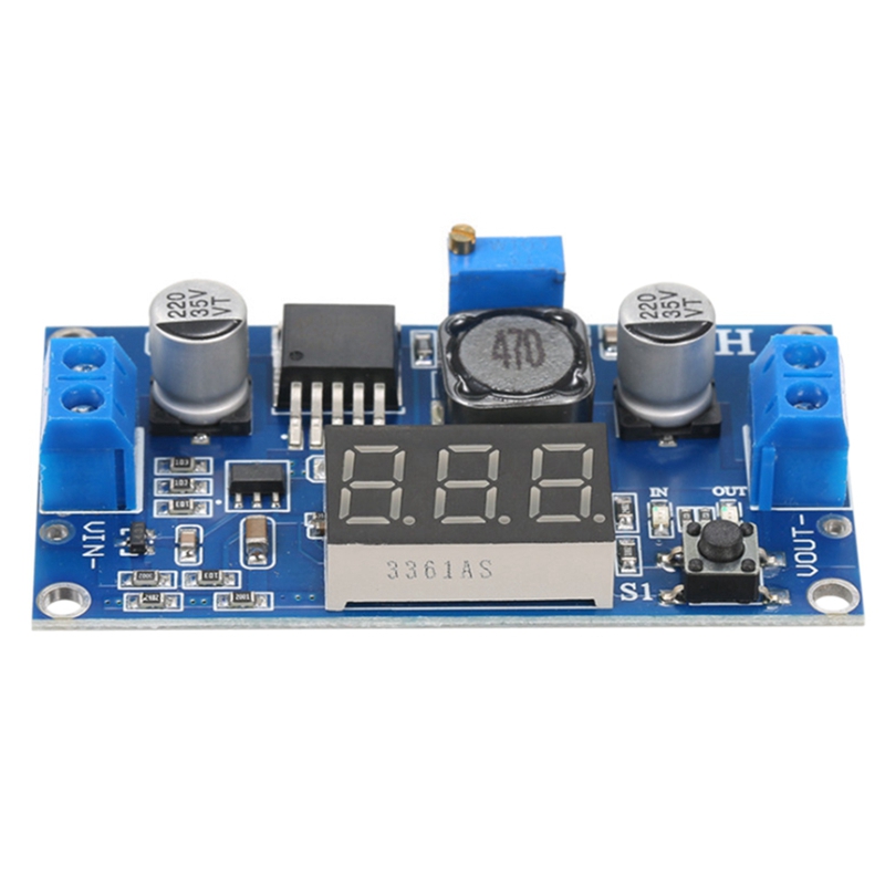 LM2596 DC-DC Adjustable Step-Down Module With Voltmeter Display, Blue Board Step-Down Digital Display
