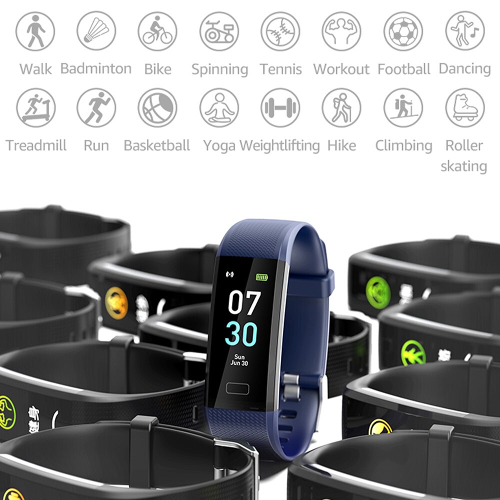 Braccialetto Fitness Tracker della frequenza cardiaca pedometri per la pressione sanguigna Sport Smart Watch Wristband Smart Watch per IOS Android