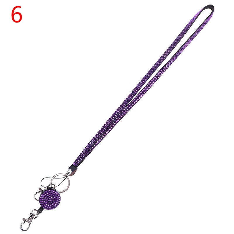 1 Pc Lanyard Crystal Rhinestone Mobile Phone Neck Strap Key Holder Rhinestone Lanyard Badge Reel: A6