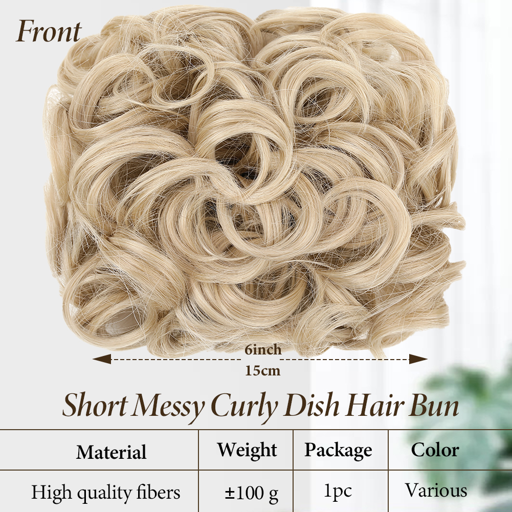 Coque bagunçado coque de cabelo premium sintético encaracolado prato de cabelo pentes de metal em elegante scrunchie bun extensão de cabelo para mulheres