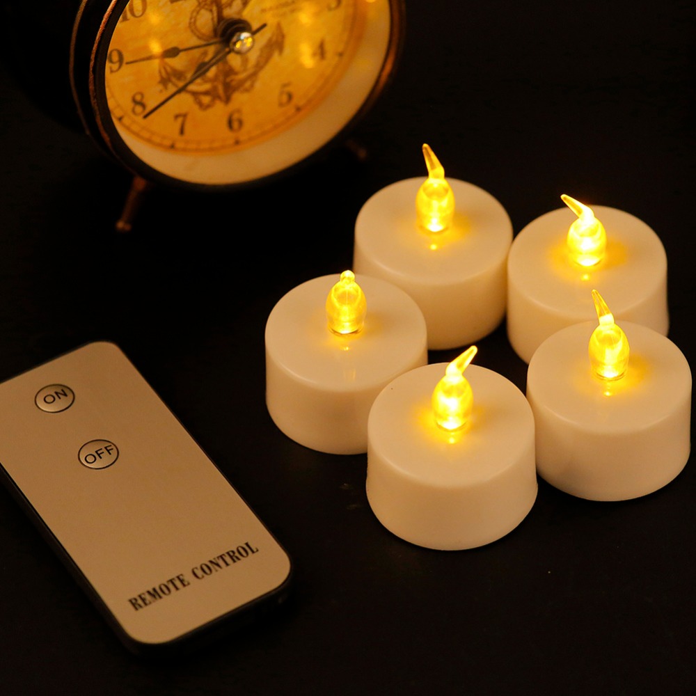 Pack de 6 velas led blancas ámbar con Control remoto, sin llama kaarsen batería Candela luz led tipo vela de luz de té para Navidad