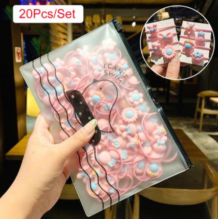 20/40Pcs Meisjes Haaraccessoires Geschenkdoos Elastische Haarbanden Bloem Clip Bows Hoofdband Haarband Leuke haarbanden Voor Kinderen: F