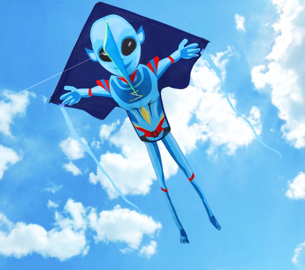 Outdoor Fun Sports Kites For Kids And Adults Large Easy Flyer Mysterious Alien Kites 55Inch X 38Inch With String And Handle