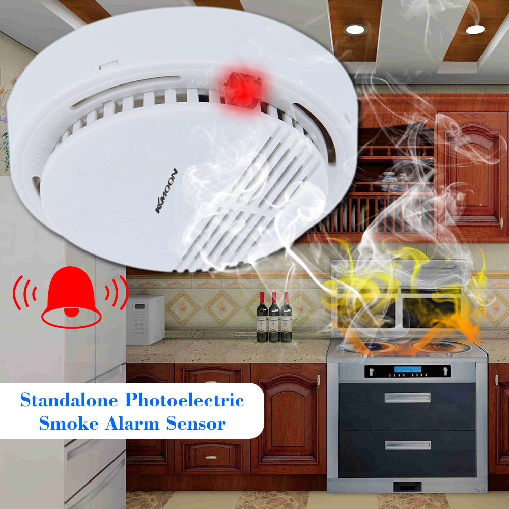 Standalone Photoelectric Smoke Alarm Home Security System for Home Kitchen 9V Fire Smoke Detector Sensor