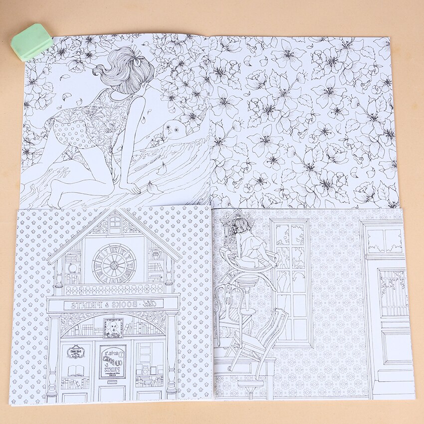 1 PC Relieve Stress Kill Time Graffiti Painting Art Books Time Travel Coloring Book for Adult Kids 18.5x18.5cm 24 Pages