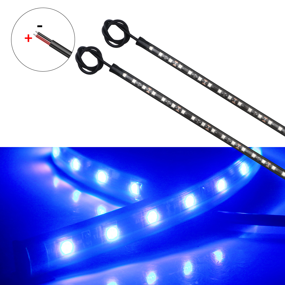 2 STKS 32 CM 5050 18 SMD LED Strip Licht 12 V voor Motorfietsen Auto's Boten Versieren Waarschuwing Flexibele Lamp Blauw Groen Rood Wit Amber: Blauw