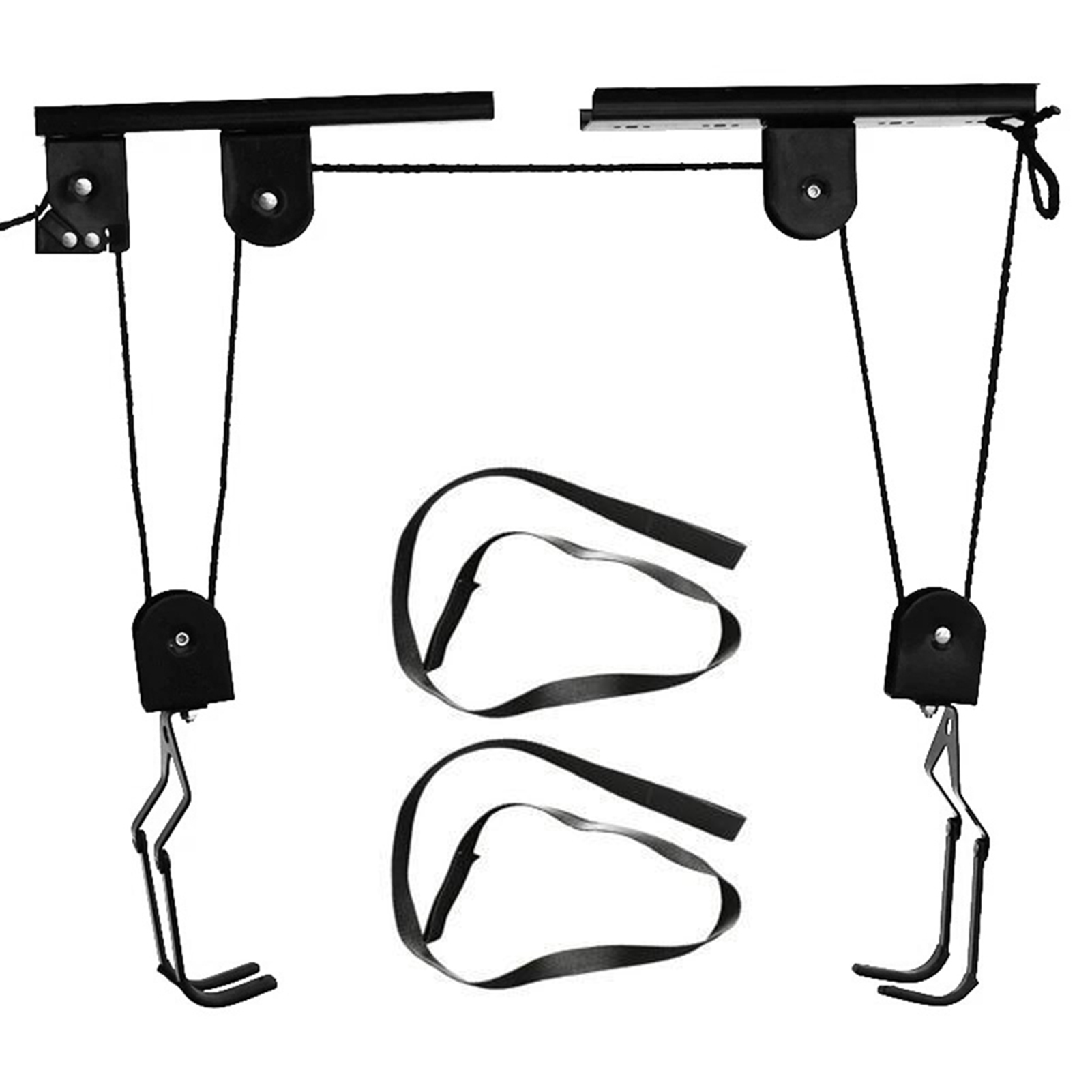 Sistema de polea de elevación de bicicleta de garaje con rodamiento de 60kg, estante de bicicleta superior, colgador de bicicleta de techo resistente: Morado