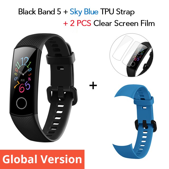 Huawei Honor fascia 5 Versione Globale smartband AMOLED Huawei smartwatch cuore rabbia ftness sonno tracker nuoto sport trakcer gps: GV N Sky Blue