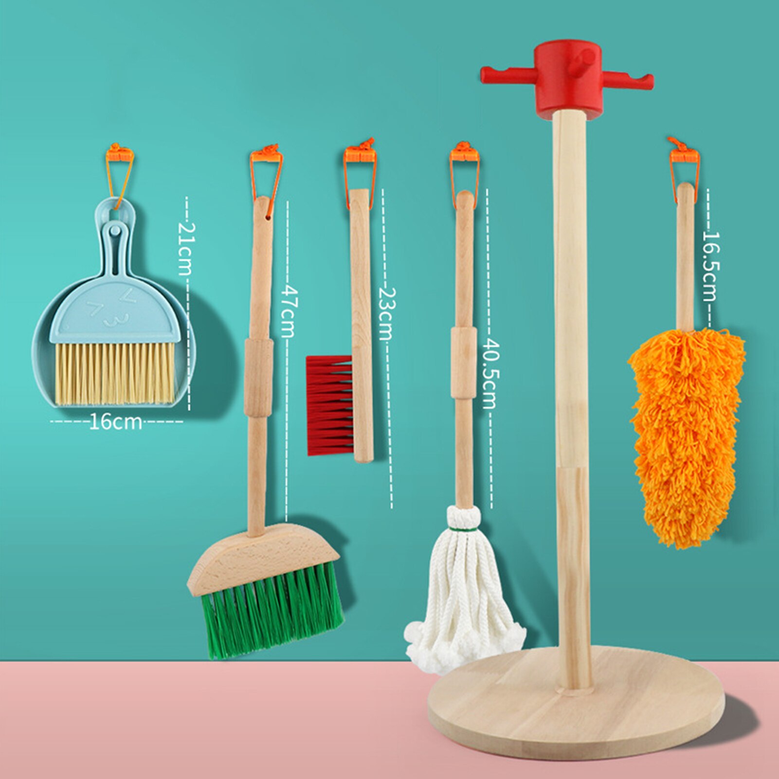 Kit de nettoyage de maison en bois, balai serpillière, combinaison de jouets de nettoyage pour enfants de 3 à 6 ans