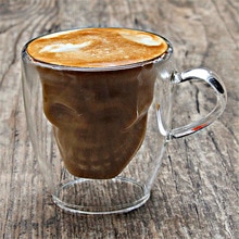 60ml klara dubbla glas koppar kaffe te mugg dödskalle isolerade muggar espresso koppar öl café kopp set för barista