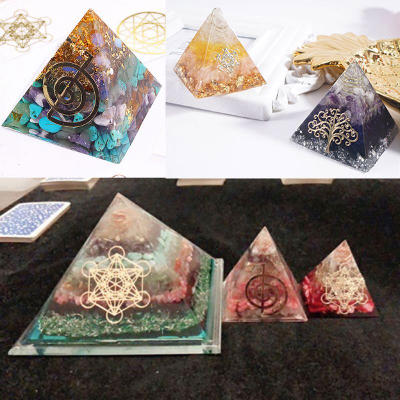 10 kpl 6.8cm 7 chakra kupari energiatorni orgoniitti tarra kukka elämä puu pyramidi epoksihartsi materiaali korujen valmistus