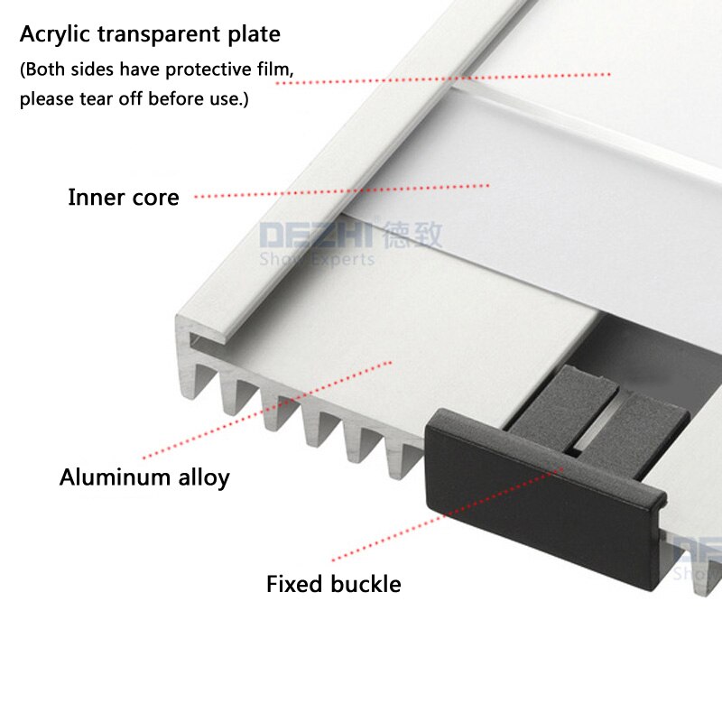 DEZHI-Aluminium Alloy Office Indoor Horizontal/Vertical Wall Mount Sign Holder Display INFO Poster Door Sign Bulletin Board