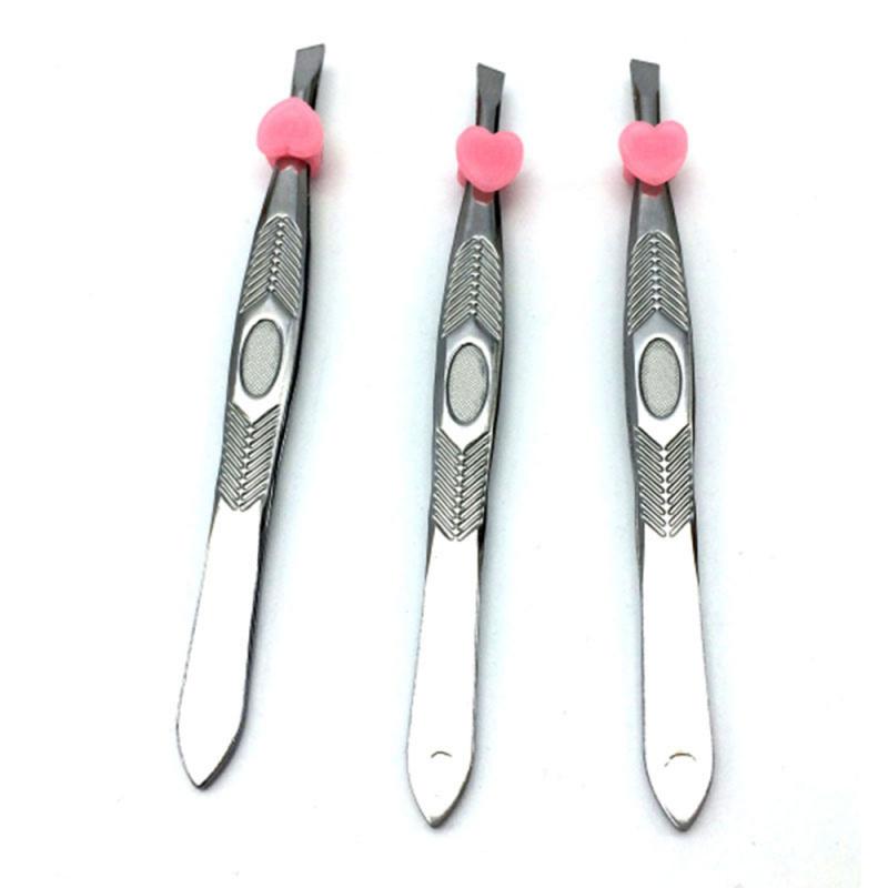 Pinças de sobrancelha oblíqua profissional, pinça para sobrancelha sem dor, ferramenta inclinada para cabelo, ferramenta de pinça em aço inoxidável, 1 peça