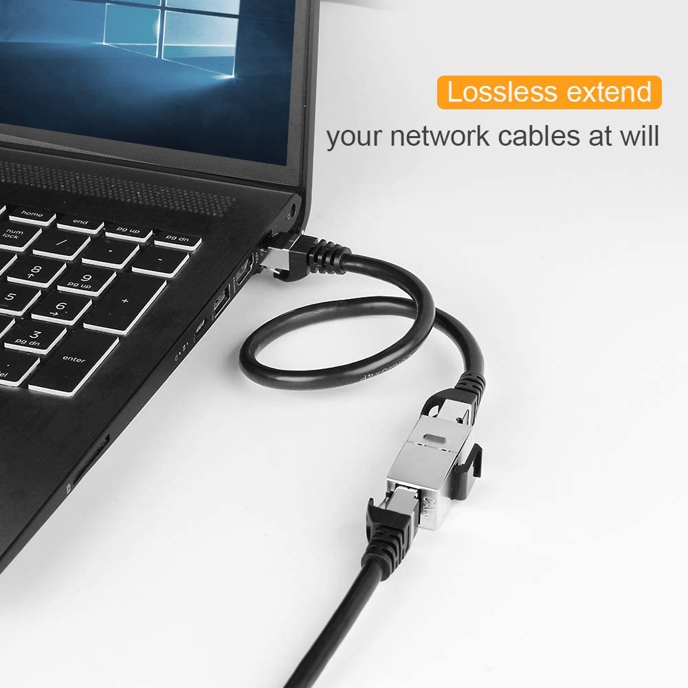 10pcs Cat6 Shielded Inline Modular Coupler with Latch,RJ45 Modular Coupler for Panel Connection,8P/8C Female to Female Class D