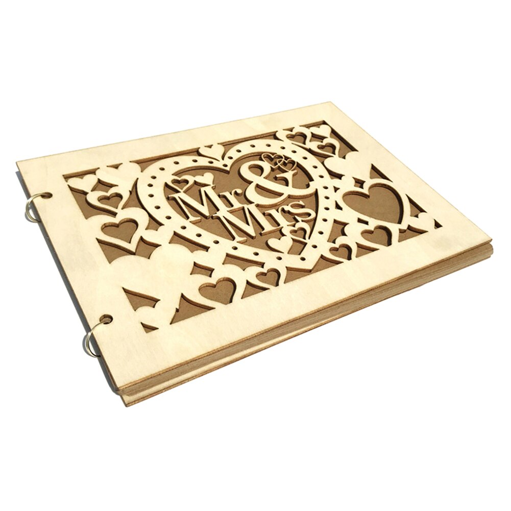 (40 pages) Wooden Mr. and Mrs. Love MRMRS photo frame DIY wedding guest sign in this wedding signature booklet