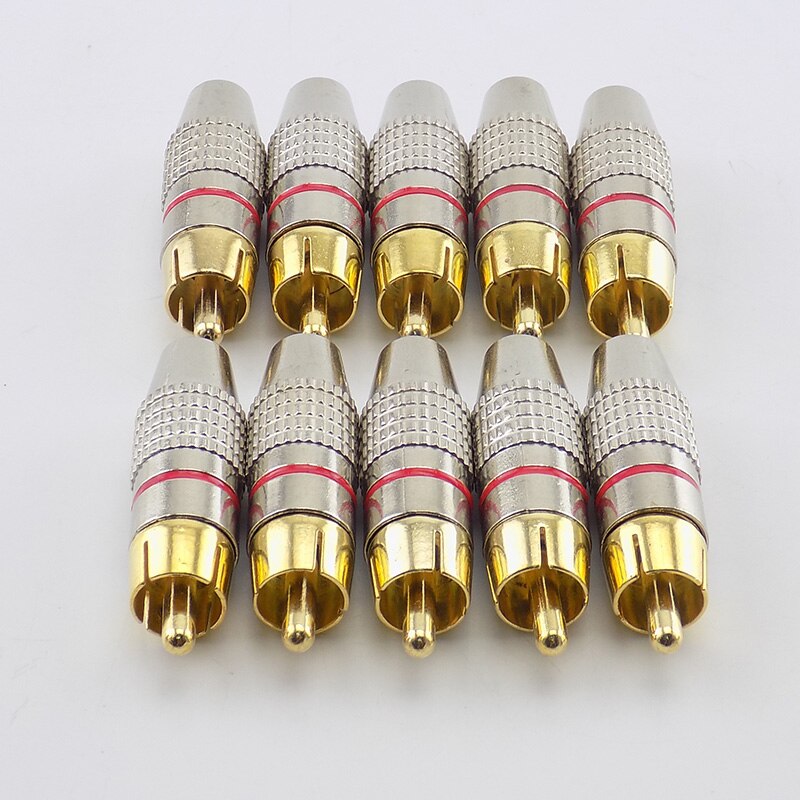 4 10 Stuks Rca Male Plug Connector Non Soldeer Av Audio Video Locking Cable Plug Adapter Solderness Voor Video Cctv camera Beveiliging