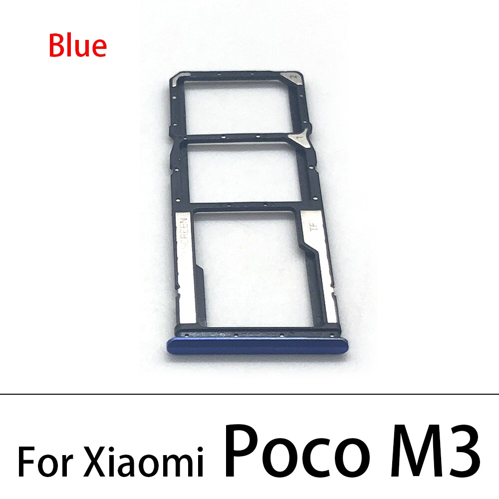 SIM Tray Holder For Xiaomi Poco X3 NFC M3 F3 F2 Pro Sim Card Tray Slot Holder Adapter Socket Repair Parts: Poco M3 Blue