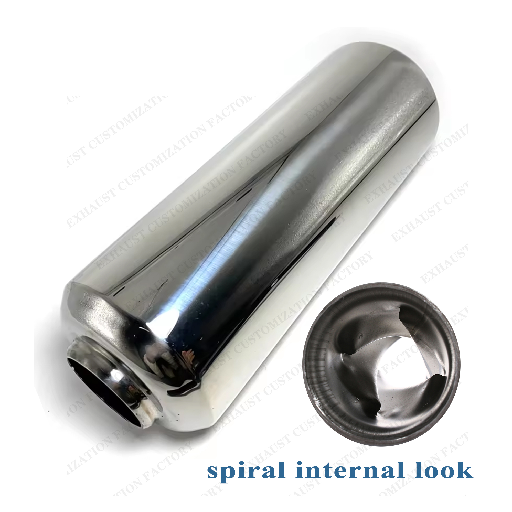 Resonador de escape de rendimiento, silenciador de entrada y salida de 63mm, sistema de escape de superficie en espiral de acero inoxidable 304, accesorios para coche DIY: Verde militar
