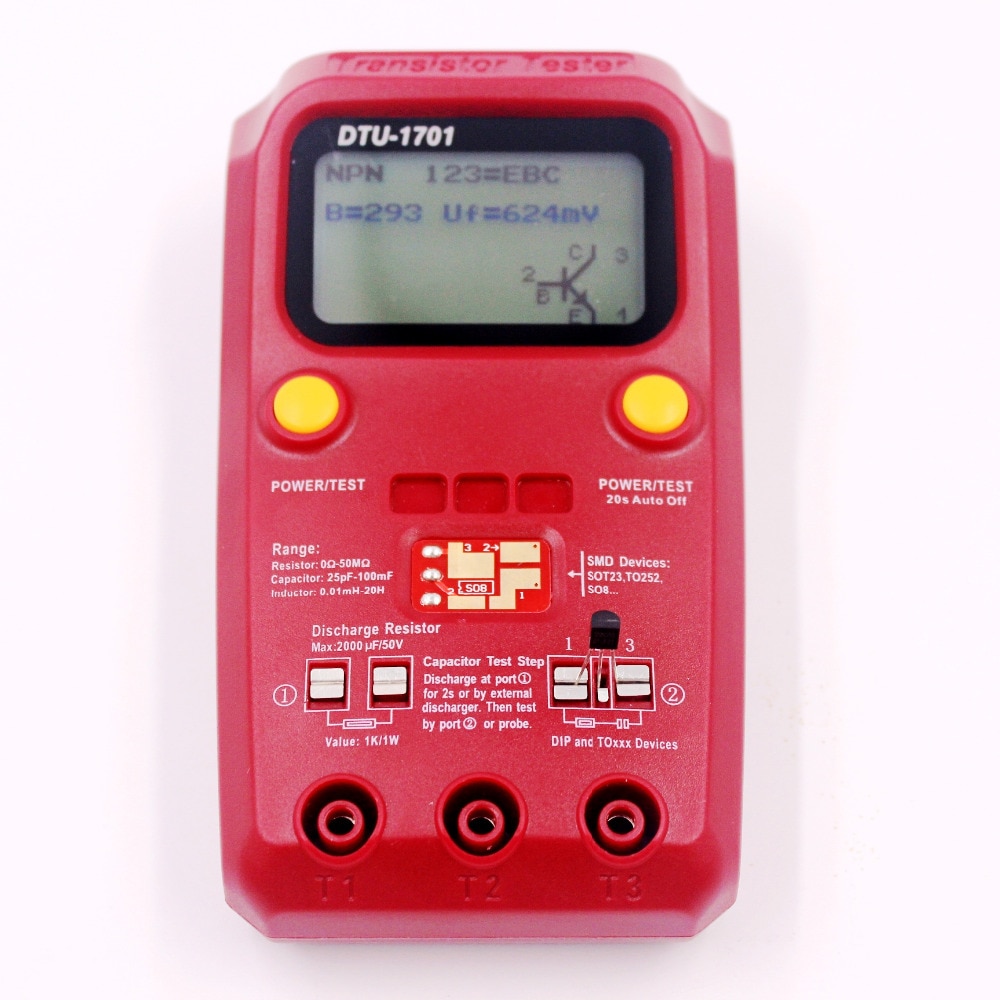 DTU1701 Transistor Tester MOSFET Triode LCR inductance resistance capacitance SCR ESR meter SMD Multifunction tester