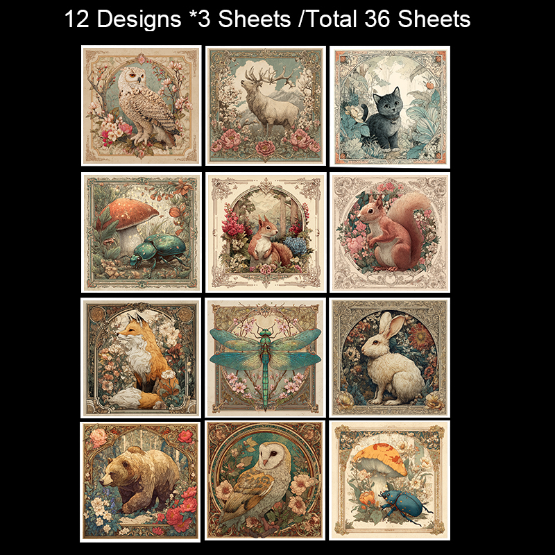 36 hojas de papel decorativo para álbum de recortes de 6 "x 6": para álbumes de recortes, origami, proyectos escolares y fabricación de tarjetas.