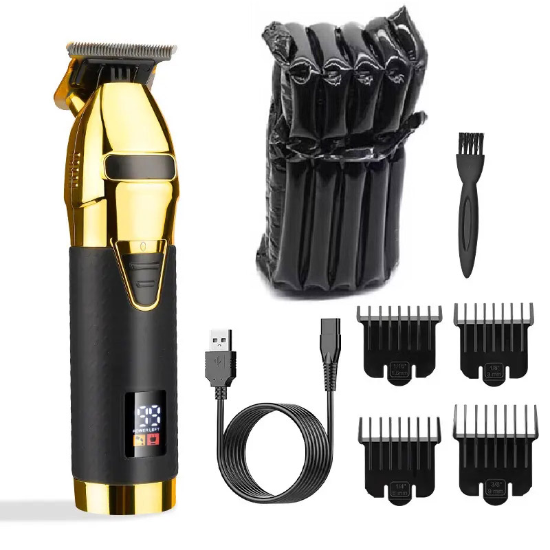 0 mm Null Professioneller Haarschneider für Männer, Bart- und Haarschneidemaschine, elektrisch, Profi Barbier, kabellose Haarschneidemaschine, wiederaufladbar: Gold