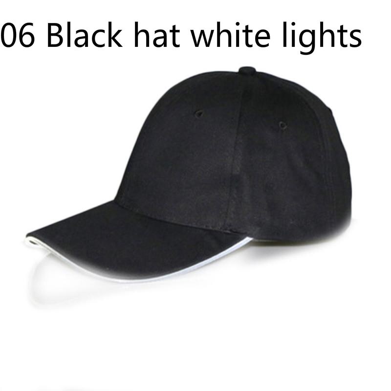 Gorra de béisbol de fibra óptica con luz LED, sombrero de béisbol con luz LED brillante, estilo Hip-Hop, ajustable: 06