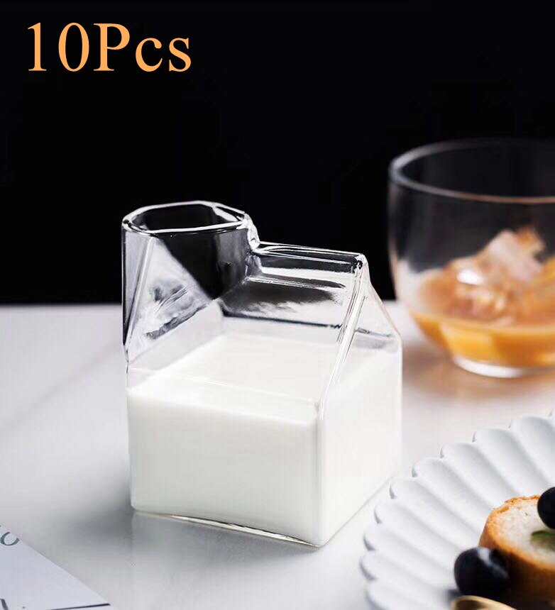 10Pcs/Set factory direct square glass milk jug milk jar milk container: Default Title