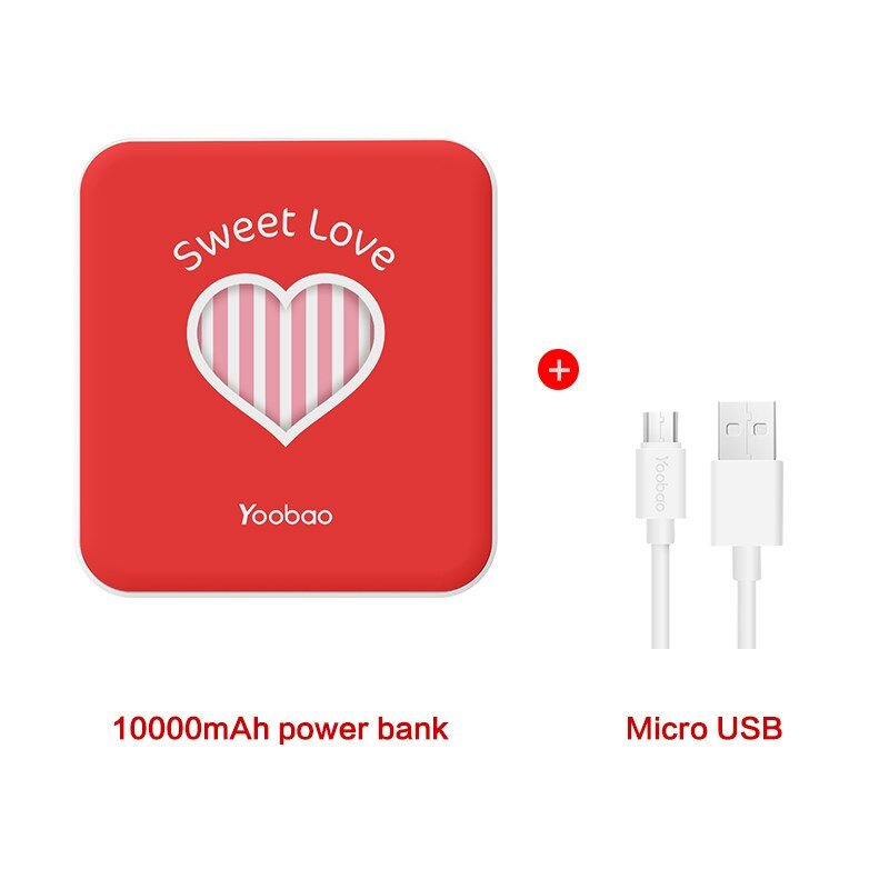 Yoobao Leuke PowerBank 10000 mAh Voor Xiao mi rode Mi mi power bank draagbare Oplader 10000 Mah Poverbank voor iphone 7 6 Plus 5 4 Telefoon: love red