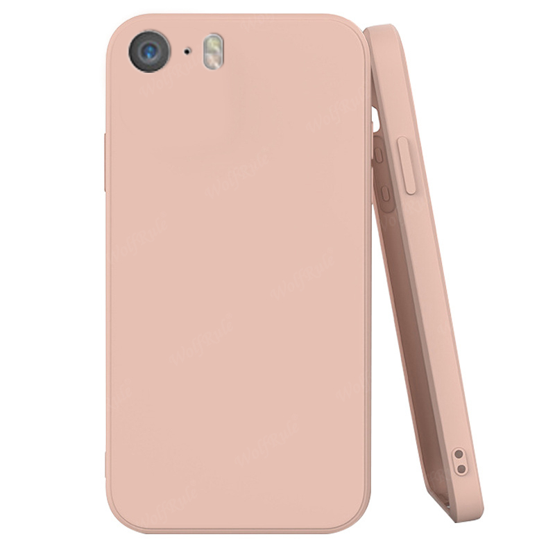 Voor Cover iPhone 5 Case Voor Apple iPhone 5 5S SE Capa Vloeibare Siliconen Telefoon Bumper TPU Soft cover Voor iPhone 5 Fundas: Echt leer / Roze