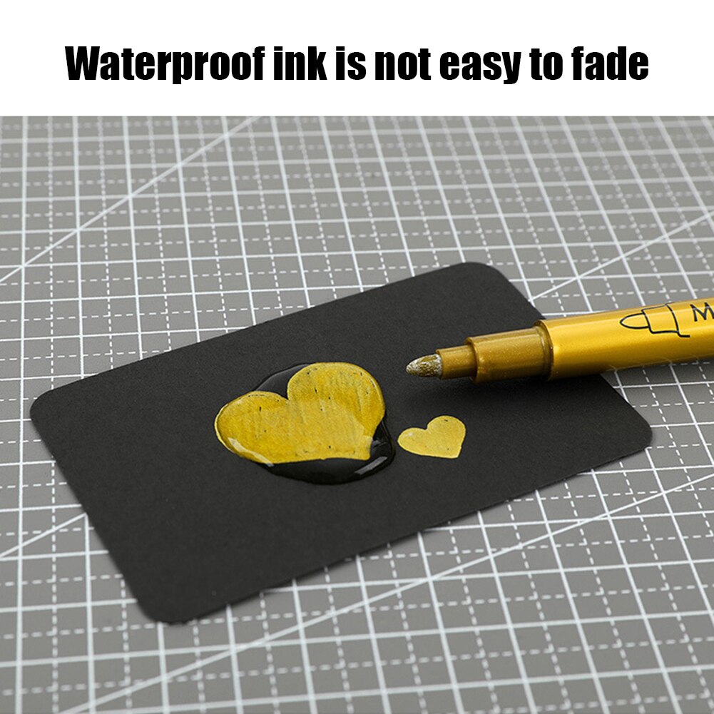 1/12pcs Waterproof Permanent Paint Marker Pens Gold Silver For Drawing Students School Office Supplies DIY Marker Craftwork Pen