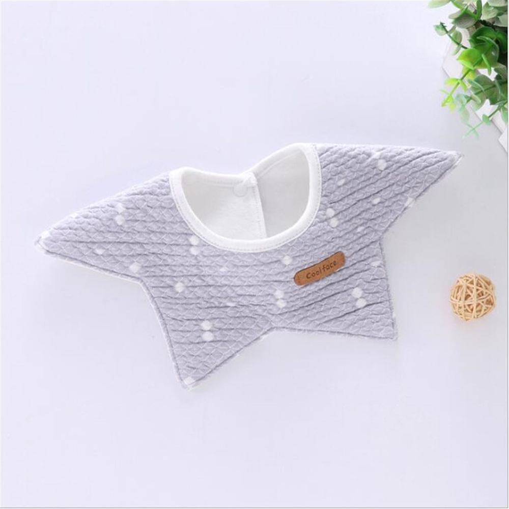 Waterproof Baby Bibs Round Neck Baby Girls Bibs 360 Degree Flower Star Cotton Bib For Girls Baby Clothing Accessories: grey