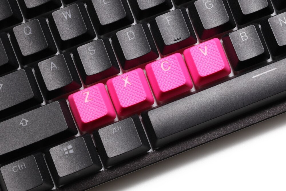 taihao Rubber Gaming Keycap Set Rubberized Doubleshot Cherry MX OEM Profile 4 key zxcv magenta light blue Neon Yellow Neon Green