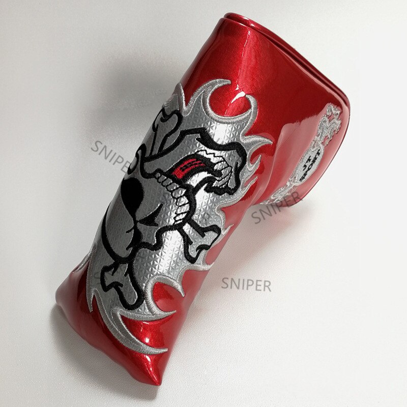 Pirate Thick PU Leather Golf UT Cover Headcover Golf Hybrid Headcover Utility Rescue Number Tag: L-red