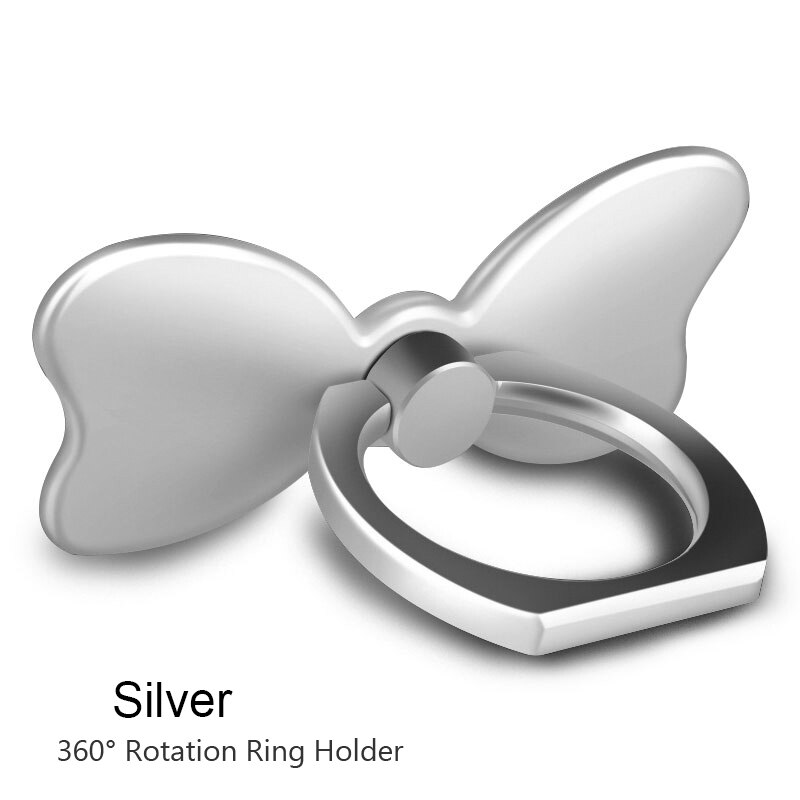 Universel téléphone porte-anneau anti-dérapant doigt porte-anneau mignon chat/fleur métal poignée Support téléphone Mobile Support en plastique pour tablette: Type 2 Silver