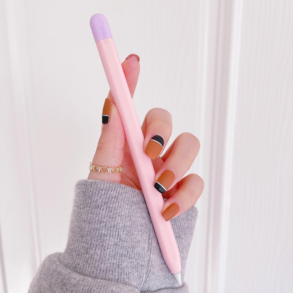 Étui de protection du stylet pour tablette Apple Pencil 2, en Silicone, antidérapant, de couleur assortie, avec capuchon de stylo