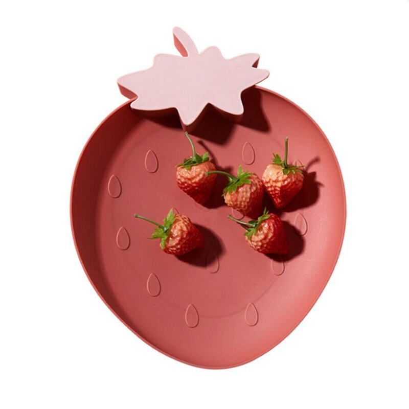Food Tray Snack Dish Fruit Dry Food Plate Cute Candy Plate Strawberry Shape Fruit Household Plastic Serving Plate For Home: Red strawberry