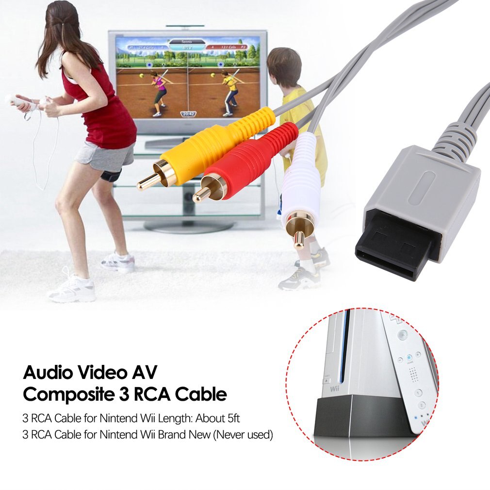 1.8 Meter Vergulde Audio Video Av Composite 3 Rca Kabel Voor Nintend Voor Wii