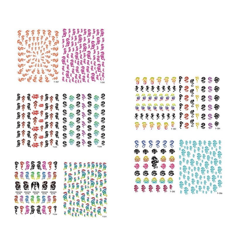 Chinese Dragon Nail Art Stickers Punk Nail Decals Waterproof Nail Decoration Colorful Dragon Element Nail Accesories For Nails