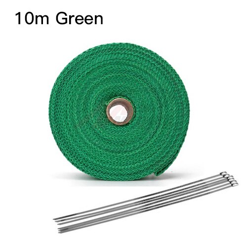 1.5mm*50mm*10m Heat Exhaust 10M Pipe Heat Shield Thermo Turbo Wrap Tape For Intake Intercooler Reflective Insulation Kit W1: 5x10m Green