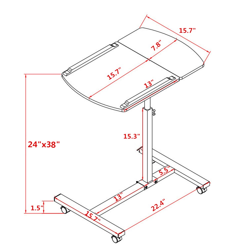 Mrosaa Foldable Computer Table 64x40CM Adjustable Portable Laptop Desk Rotate Laptop Bed Table Can be Lifted Standing Desk