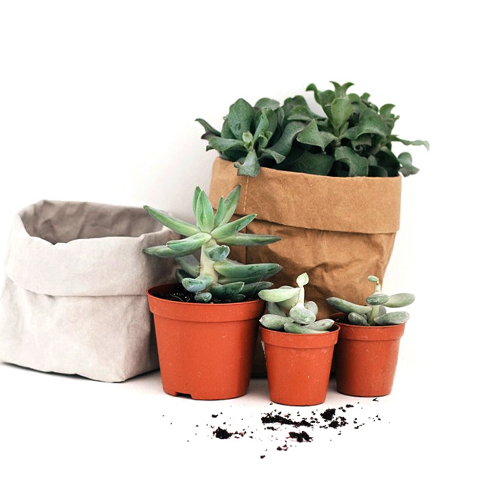 Washable Kraft Paper Flowerpot Desktop Flower Reuseable Multifunction Storage Bag Pot Container Flowerpot Succulents Planter Pot