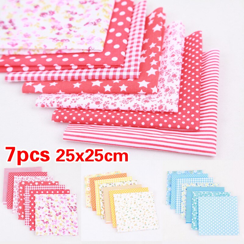 7 stk. 25 x 25cm trykte blomsterstoffer til patchwork håndarbejde syemateriale bomuldsklud systoffer diy håndlavet klud