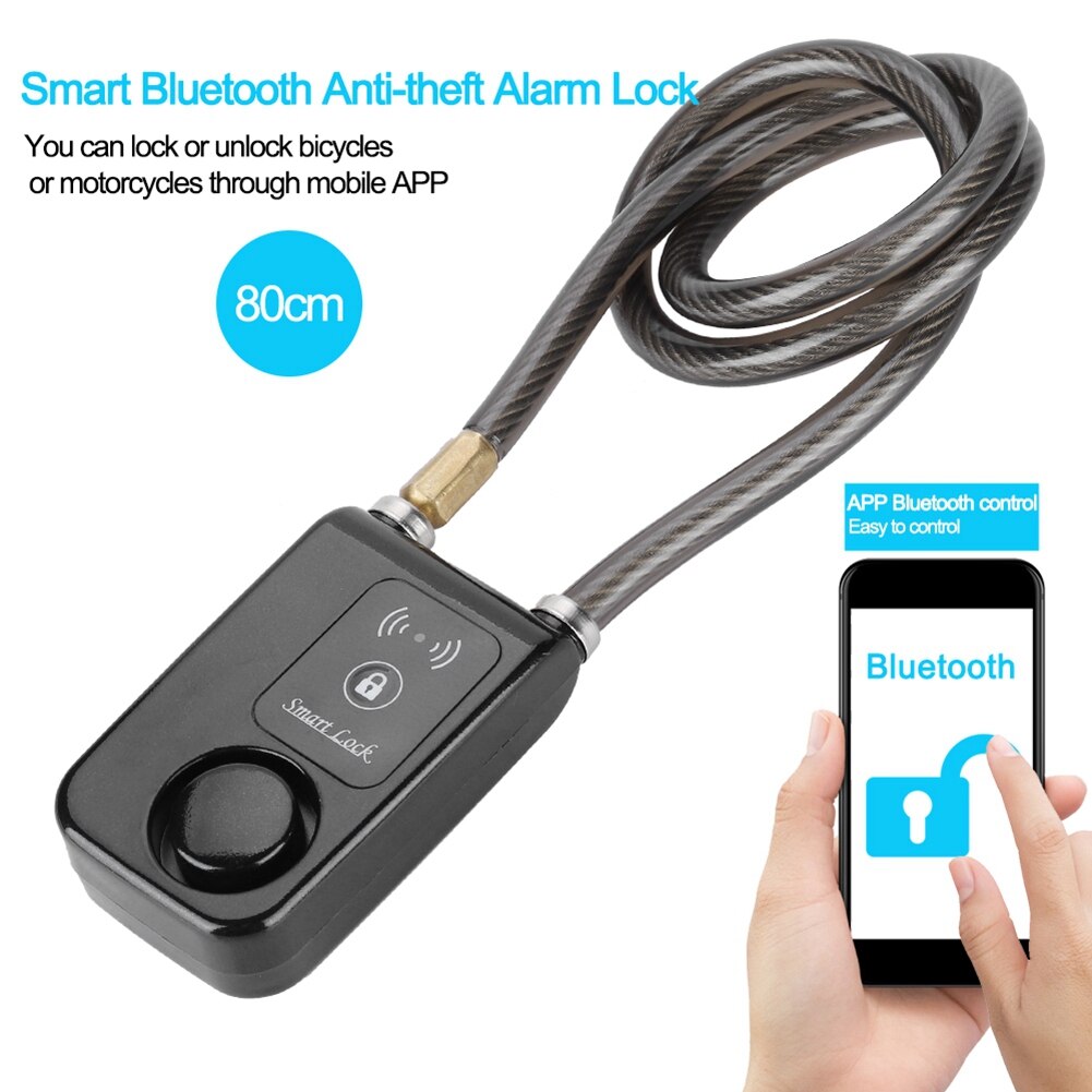80cm slimme sleutelloze bluetooth-sloten, waterdicht, 110db- draads antidiefstalalarm, fietsslot met anti-demontagefunctie