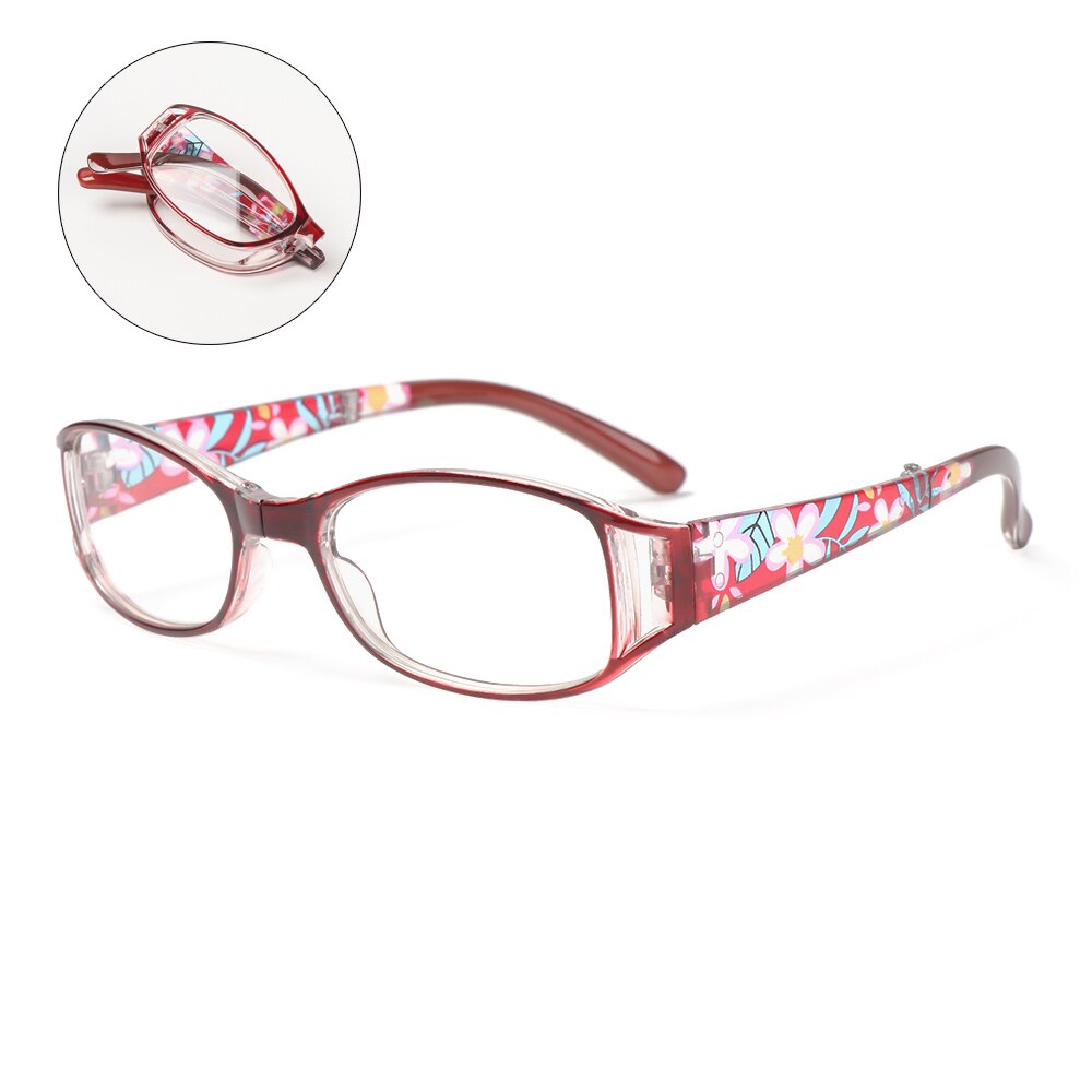 Bedrukking opvouwbare leesbrillen opvouwbare presbyopiebrillen heren dames vintage computerbrillen stralingsbescherming: +350 / Rood