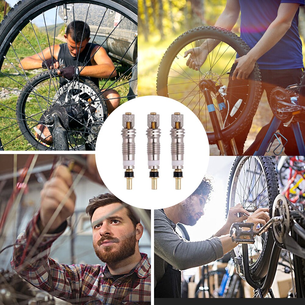 2/6/12PCS Presta Valve Brass Core W/ Optional Tool CNC-machined FV MTB Road Bike Tubes Repair Tire Service Parts